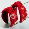 Handmade Embroidered Heart Knotted Headband Romantic Red Jeweled Hair Band Valentine Date Hairwear Sweet Festive Headpiece