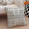 Black And White Striped Geometric Rectangle Art Cushion Cover Throw Pillow Cover Hidden Button Durable Polyester Chair Cushion