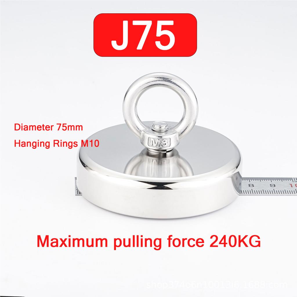 D48 D60 D75 D90 Super Strong Neodymium Fishing Magnets, Rare Earth Magnet with Countersunk Hole Eyebolt for Retrieving In River