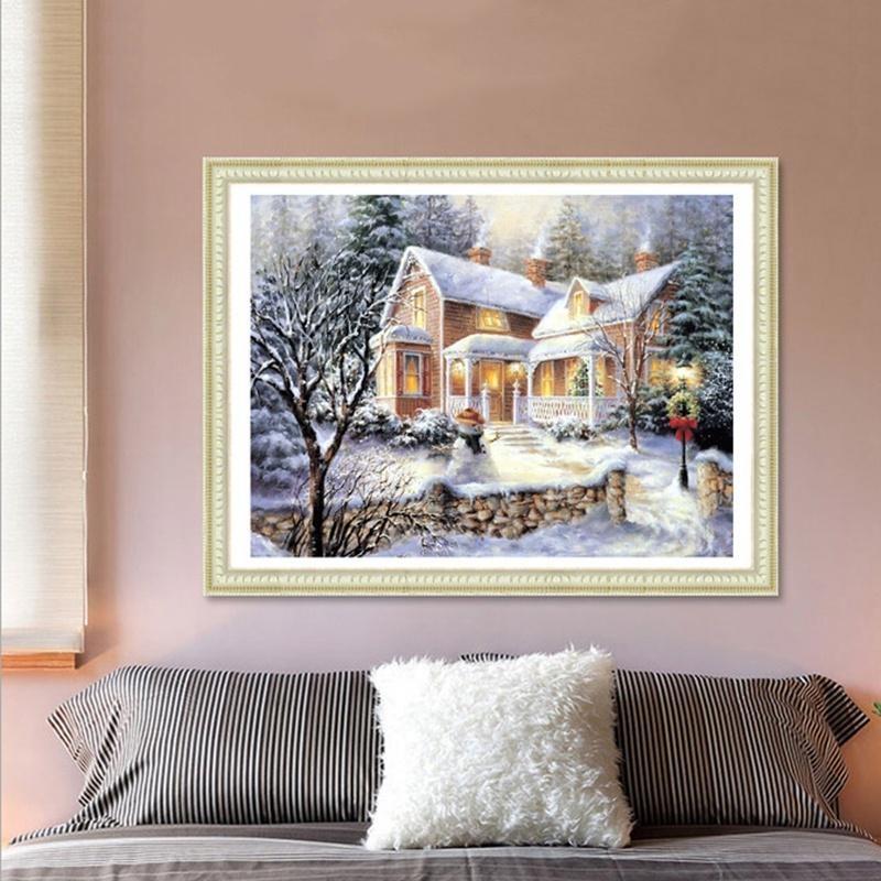 Hot new 5D snow snow cottage cross stitch cross stitch diamond embroidery living room bedroom painting