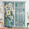2pcs 2D flat printing Curtains Butterflies Daisy Flowers New Beginning Fabric Without Electricity Family Party Perfect for
