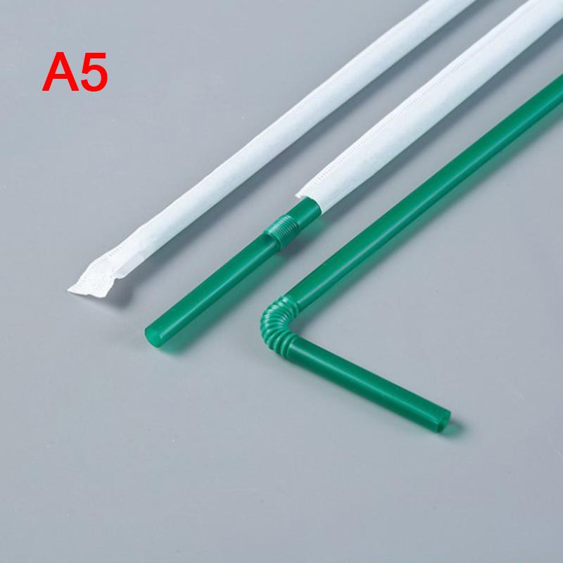 100Pcs Disposable Straws Flexible Plastic Straws With Individually Paper Wrapped