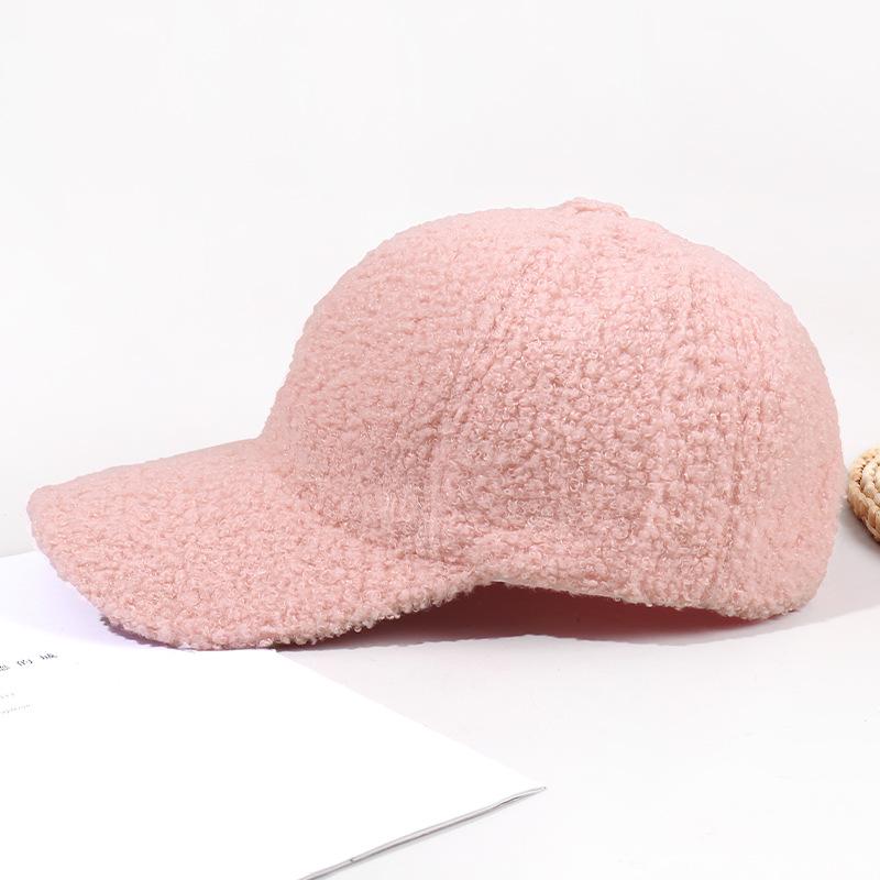 Women'S Lamb Fur Hats Warm Plush Baseball Cap Korean Version