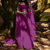 Abito lungo medievale monospalla svolazzante, maniche a mantello in chiffon da elfa donna, Halloween, ballo, abbigliamento retrò