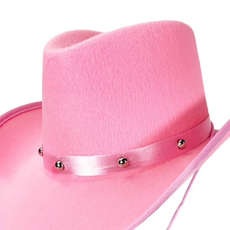 Stylish Cowboy Hats Decorative Studs Breathable Cloth Comfortable Fit Western Party Outdoor Festival Accessory