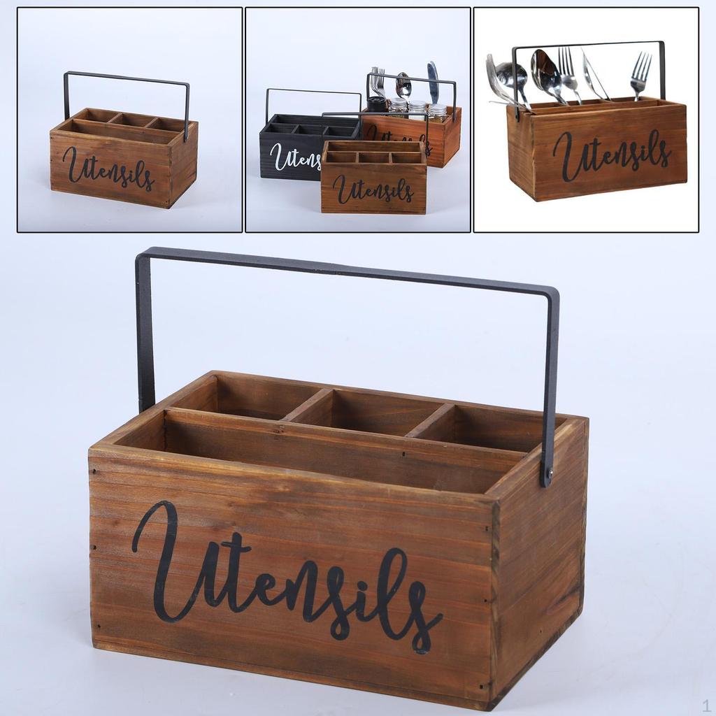 Countertop Holder for Kitchen Utensils with Compartments Forks And Spoons