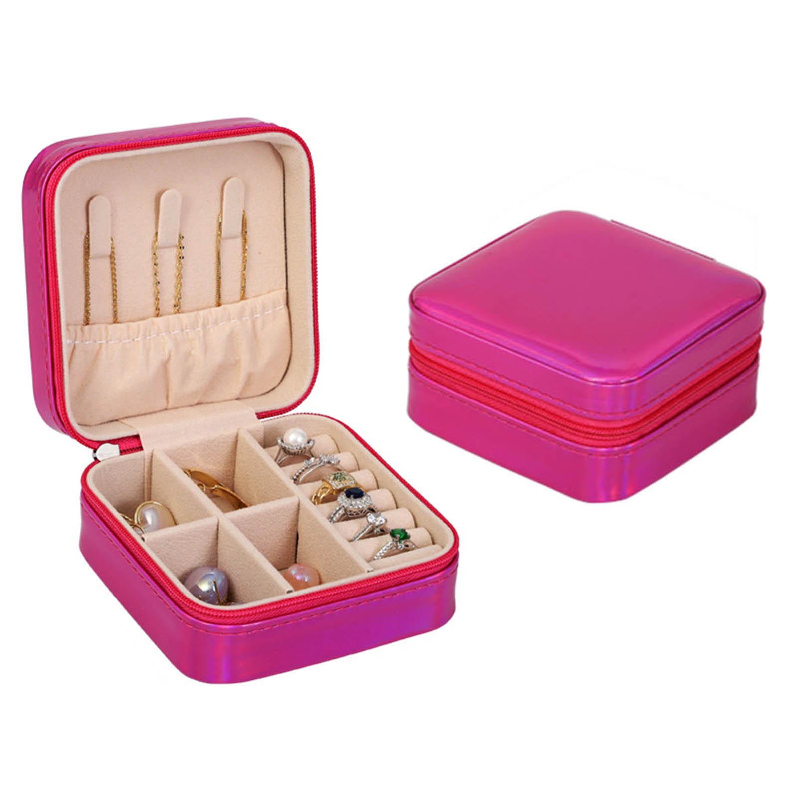 

Маленький Портативный Органайзер для Ювелирных Изделий Кожа ПУ Дорожные Футляры для Хранения Колец, Серег, Ожерелий, Браслетов для Женщин горячий розовый
