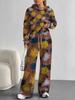 European, American Autumn And Winter Casual Retro Flower Long-Sleeved Suit Women'S Hooded Sweater Trousers Two-Piece Set