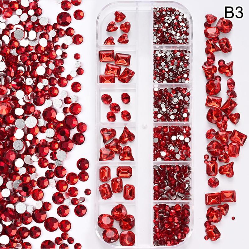 Nail Art 12 Grids Colorful Flatback Gems Diy Manicure Decor 3D Nail Diamond For Makeup, Nails, And Crafts