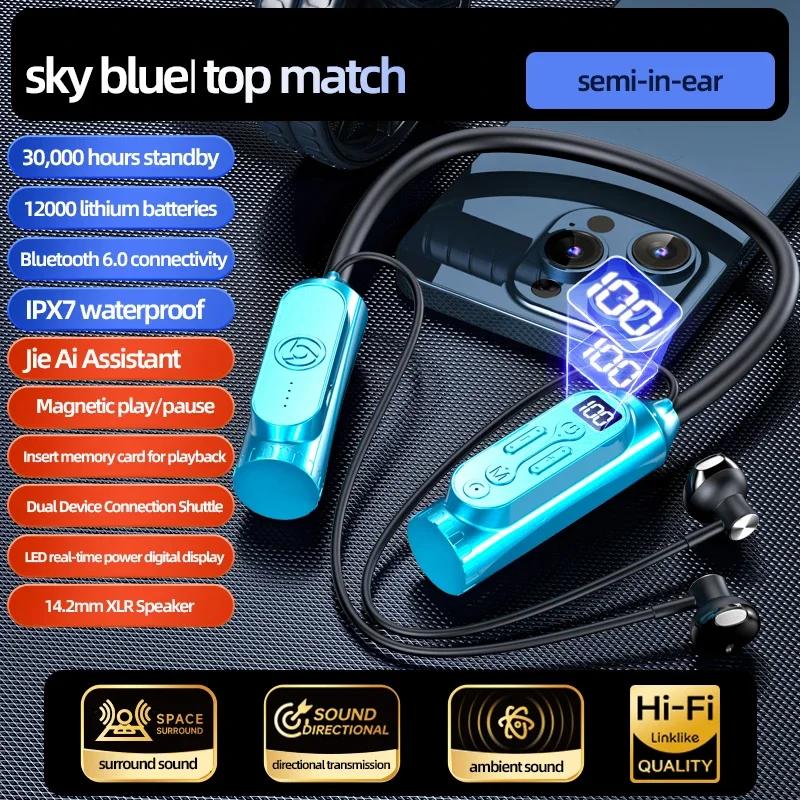12000mAh 30000Stunden Wiedergabe Kabellose Bluetooth-Kopfhörer Magnetisches Sport-Lauf-Headset Nackenband Sport-Ohrhörer Geräuschunterdrückung