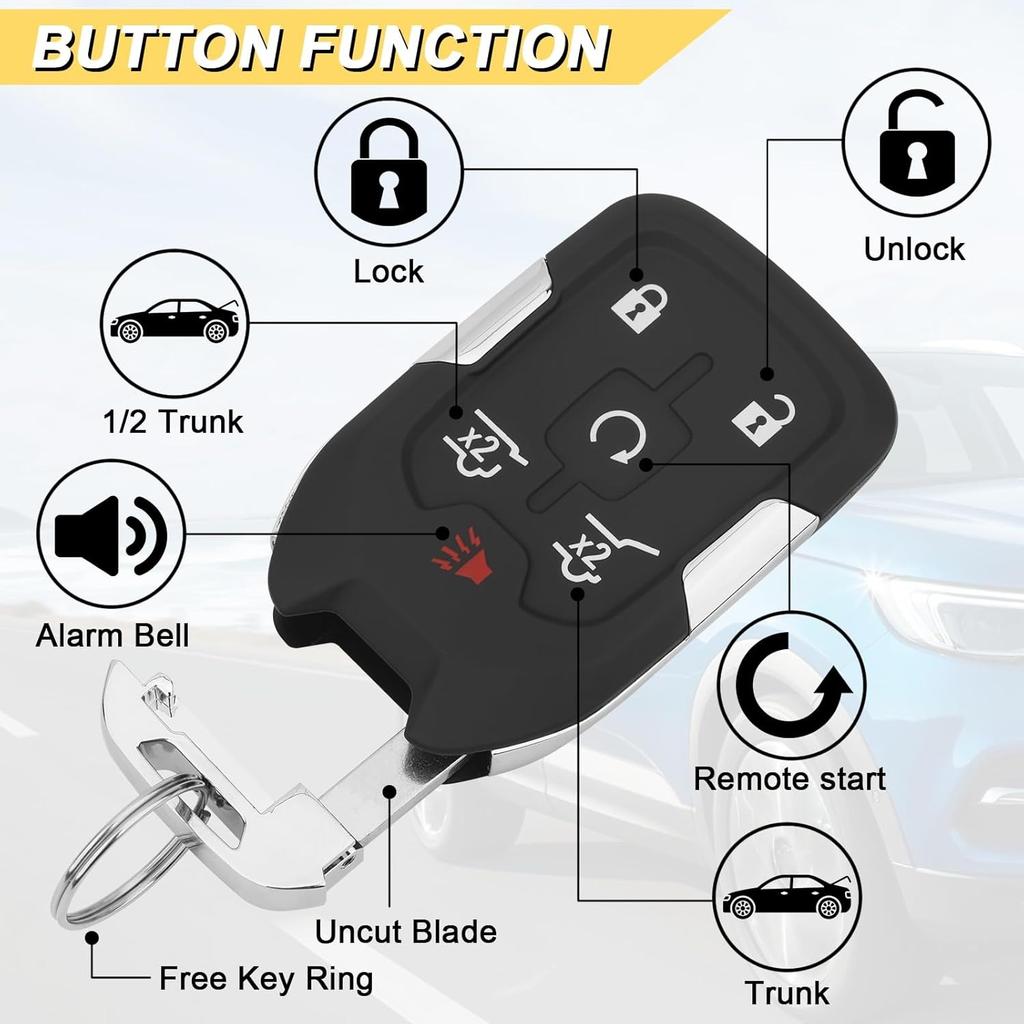 Key Fob Replacement for 2015-2020 Chevy Suburban Tahoe/ 15-20 GMC Yukon and Yukon XL Car Keyless Entry Remote Control, HYQ1AA, 6 Buttons, 2Pcs