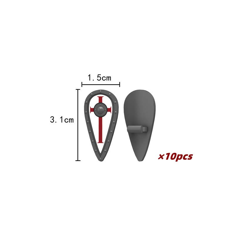 MOC Mittelalterliche Bausteine Charakter Ritter Krieger Zubehörset Helm Schulterrüstung Schild Bogen Pfeil Stein Geschenk Spielzeug X022