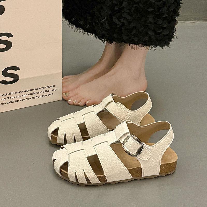 

Birkenstock sandals women s summer wear 2025 new popular super fire French woven hollow thick-soled bag head Roman single shoes 35 бежевый