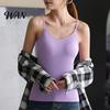Top na cienkich ramiączkach Damskie topy cami z wkładkami Podwójnie podszywane koszulki camisole Fitness z wbudowanym biustonoszem Dopasowany Basic Letni Do wyjścia Oddychający
