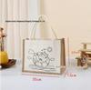 Hand-Painted Graffiti Canvas Tote Bag - Yellow Linen Logo Pattern