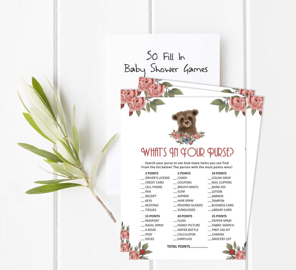 Inkdotpot Baby Shower Game Set Of 50 BabyA  AlphabetA  ABCA  Game Bear Jungle Animals Party