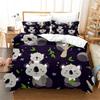 Cartoon Koala Duvet Cover King Queen Lovely Animal Bedding Set For Kids Teens Adults Wildlife Quilt Cover With Pillowcase 2/3PCS