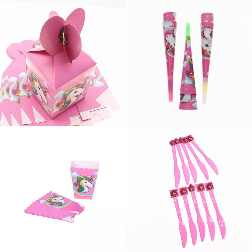 Whimsical Unicorn Kids Birthday Party Supplies Set Including Cheerful Plates Cups And Napkins