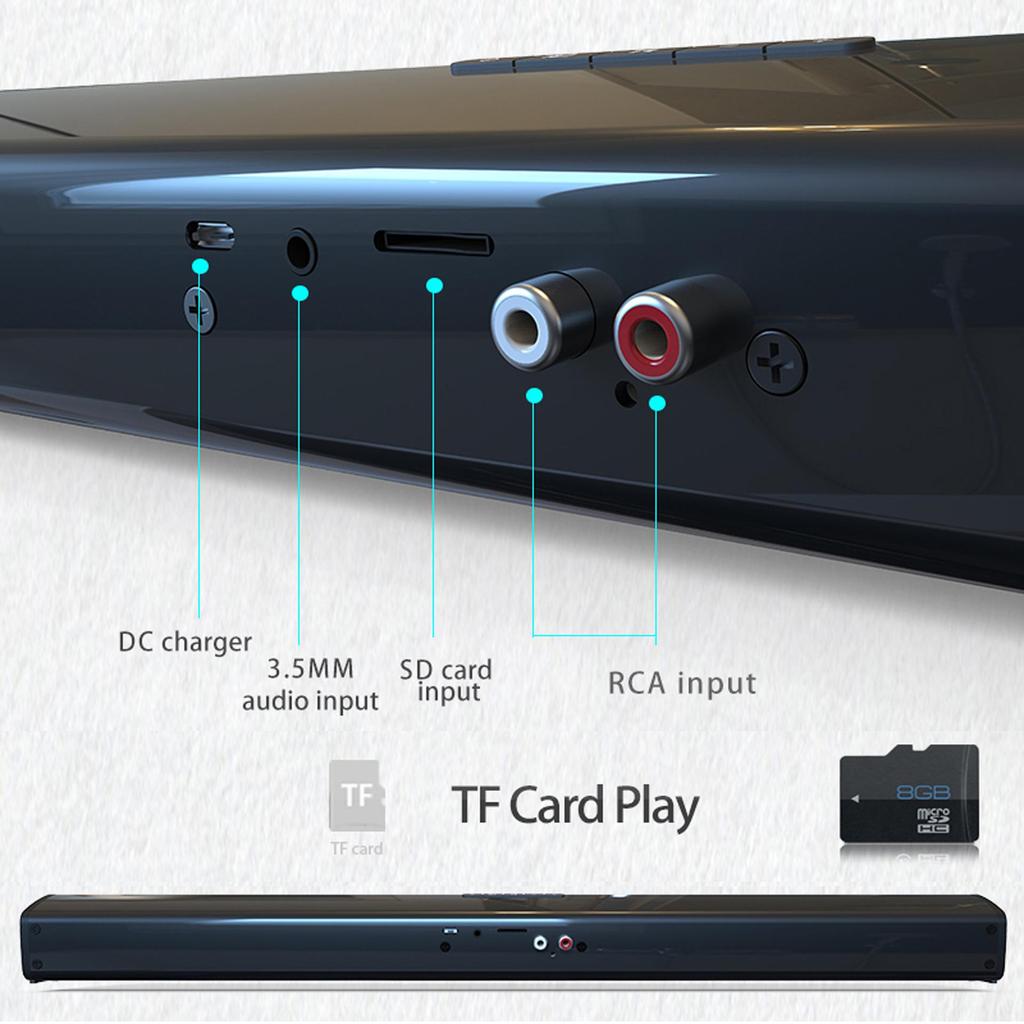 BS28B Long Bluetooth Speaker Bar for TV, Computer, and Laptop