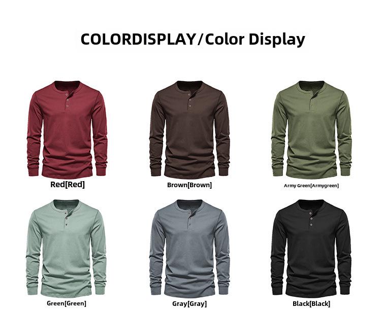 Pánské velké rychleschnoucí henley: Jarní/Podzimní tričko s dlouhým rukávem s ptačím okem, trendy a všestranné.