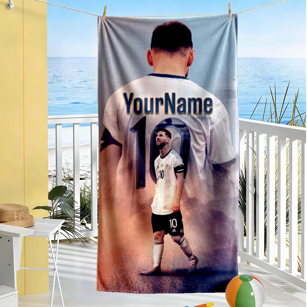 Messi Personalized Text Beach Towel Quick-Dry Soft Microfiber Portable for SwimmingBeachCamping Travel Beach AccessoriesGym
