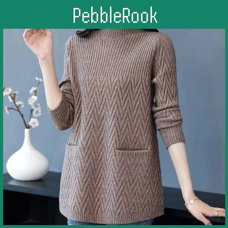Pullover Solid Sweaters Half Womens High Collar Thick Warm Long Knitted Sweaters Winter Female Tops Bottoming Shirt
