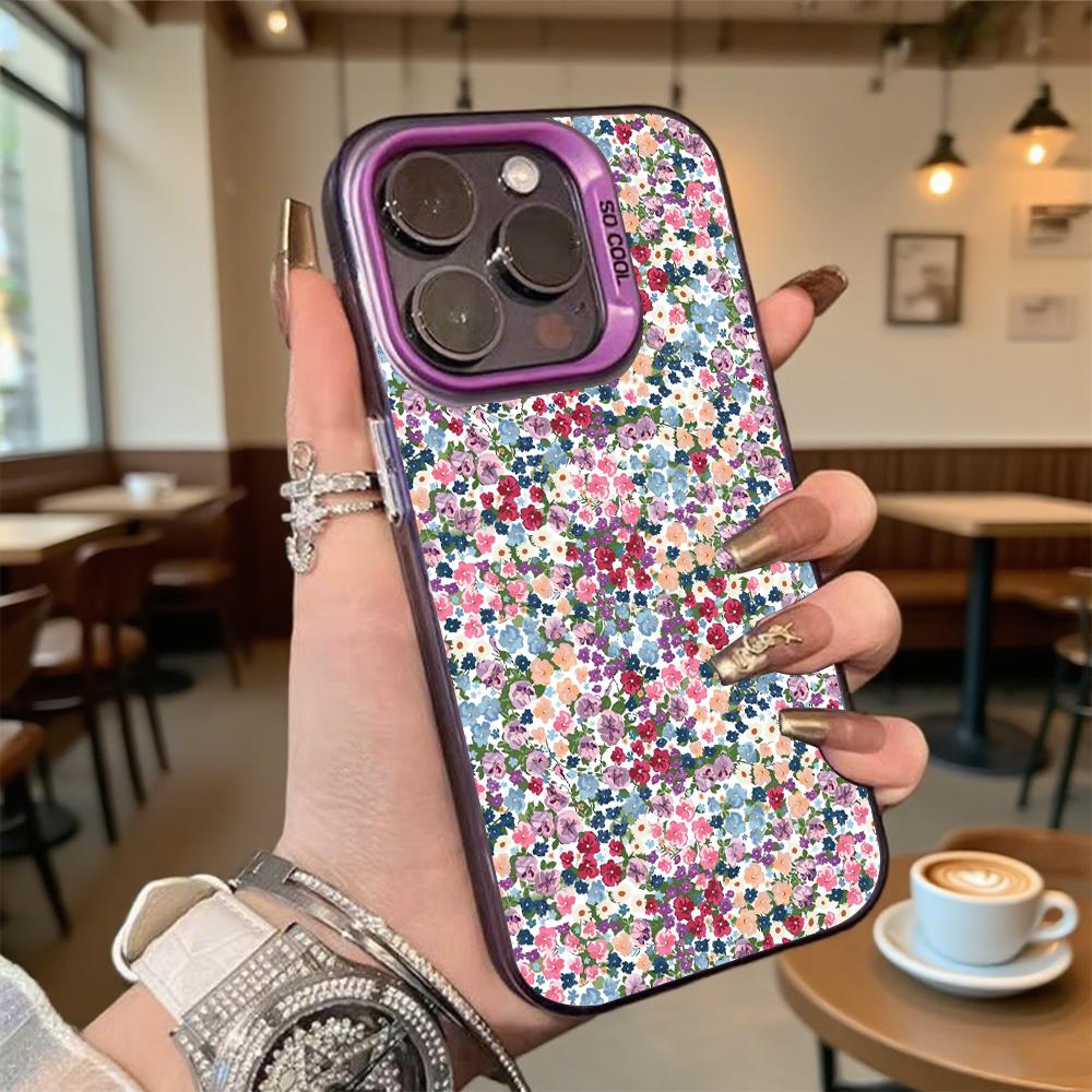 Colorful Floral Pattern Shockproof Phone Case for Iphone 16 15 14 13 12 11 Pro Max/Mini Anti-Scratch Premium Hard Cover