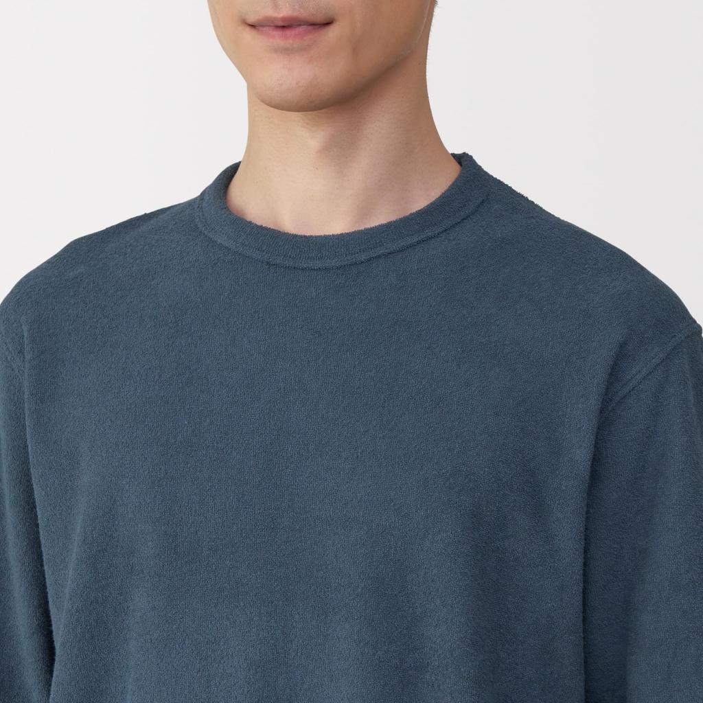 MUJI Tragbare Loungewear Größe L Herren Handtuch, Doppelseitiges Fliesenmuster, Kurzarm-Set, Marineblau, (FB0ZGA5A)