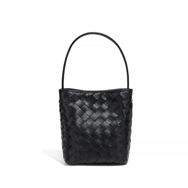 

Трендовые новинки, плетеные вручную женские сумки, маленькие и легкие наплечные сумки-мессенджеры, текстурированные однотонные мини-сумки-ведерки