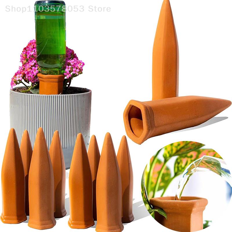 1Pc Self-Watering Stake Terracotta Automatic Plant Waterer Device Auto-Water Irrigation System Seepage Device For Indoor/Outdoor