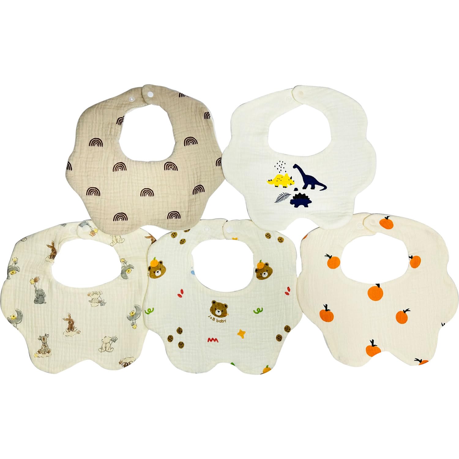 

Baby Set of Machine Suitable for Nursery Rotation [&&COCO] Bibs, 5, 6-Layer Gauze, 100% Cotton, Formaldehyde-Free, Washable, Large, Soft,