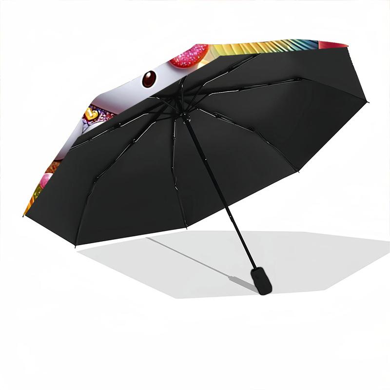 1pc Hello Kitty Mushroom Automatic Opening Folding Umbrella - Portable 3-Fold Design with Iron Frame, Outdoor for Fans, Travelers, Everyday Use, Festi
