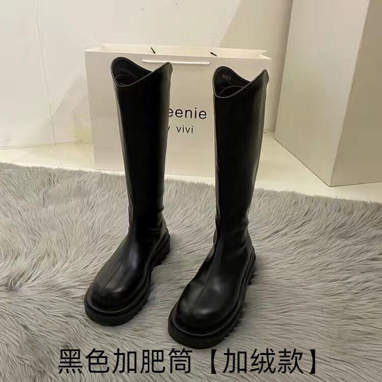 2025 long boots knight boots medium tube new autumn and winter small tall boots velvet long boots thick-soled Martin boots women