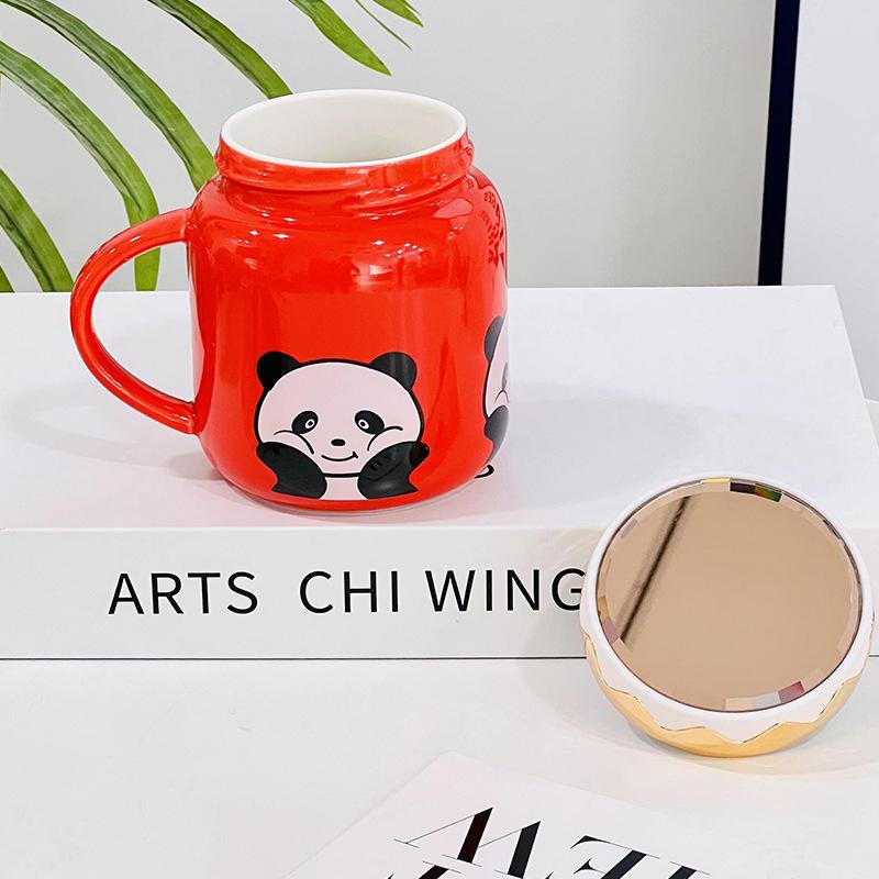 Souvenir gift water cup student high-value mug cartoon cute cup household ceramic cup household set for Home Durable 340ML