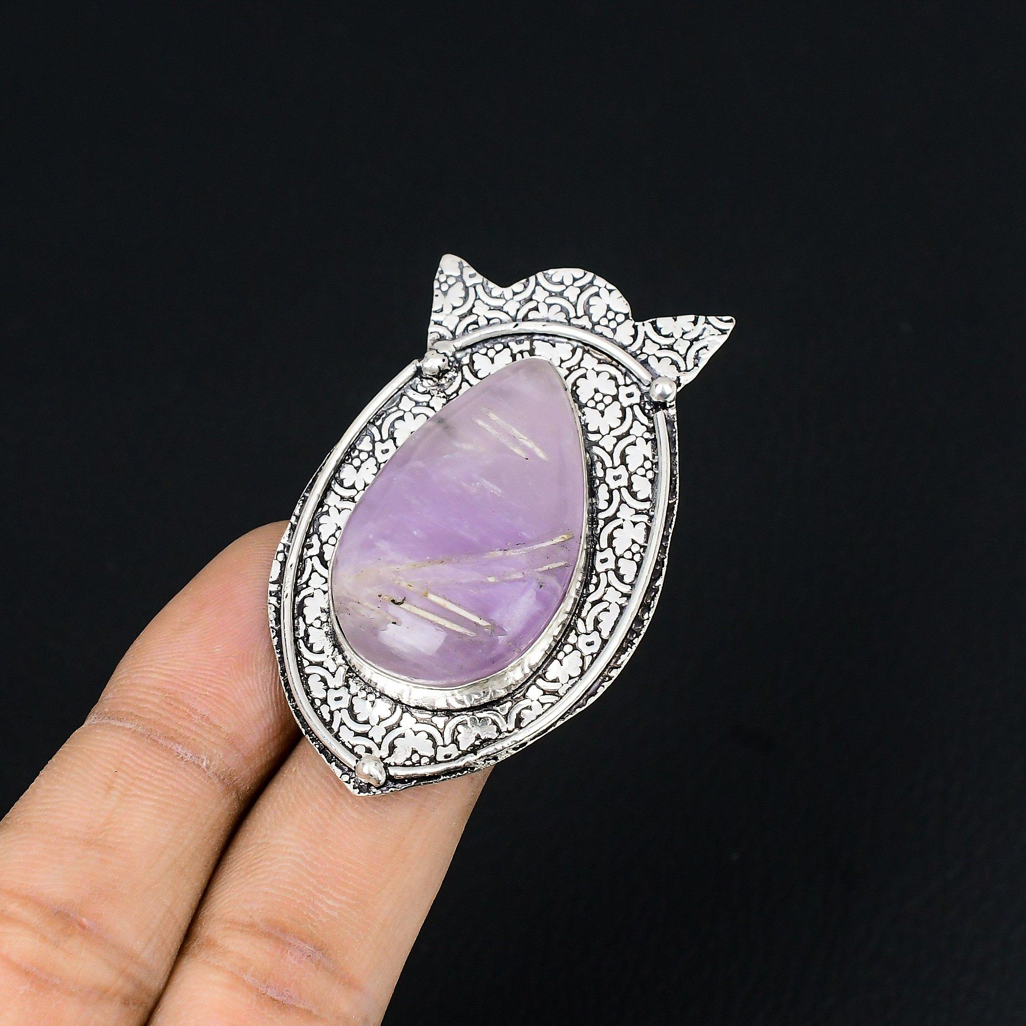 925 Sterling Silver Star Amethyst Gemstone Daughter Ethnic Statement Ring Size 7 7