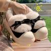 Fashion Cute Bowknot Fur Cotton Padded Shoes Women 2024 Faux Fur Warm Platform Snow Boots Woman Non Slip Thick Sole Winter Boots Female