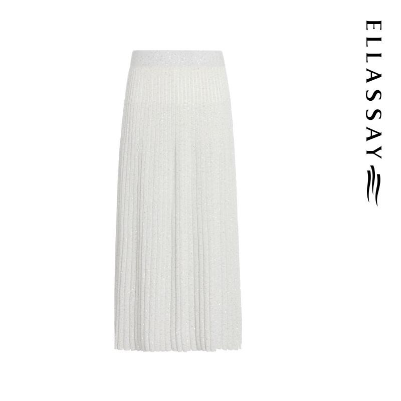 ELLASSAY Women's Cotton-Modal Blend Pleated Maxi Skirt