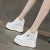 New autumn breathable wedge heel women's shoes lace mesh cm thick sole inner height increase casual white shoes