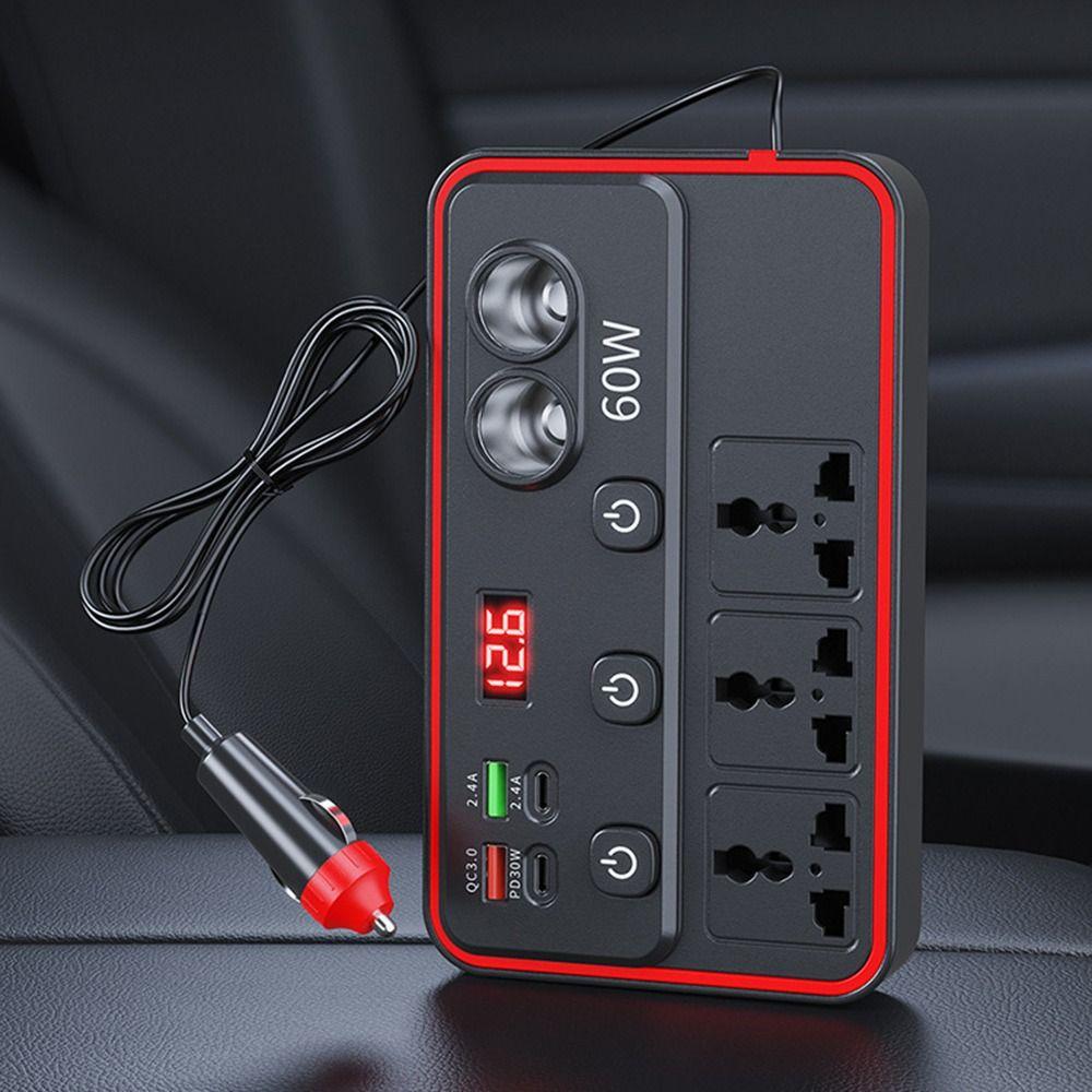 Fast Charging Car Power Inverter Independent Switch Control Car Outlet Adapter Travel and Camping