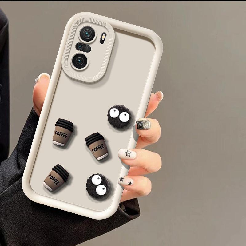 Cute 3D Coal Ball Coffee Camera Lens Silicone Phone Case For Xiaomi Redmi Note 13 Pro Plus 4G 5G Back Cover