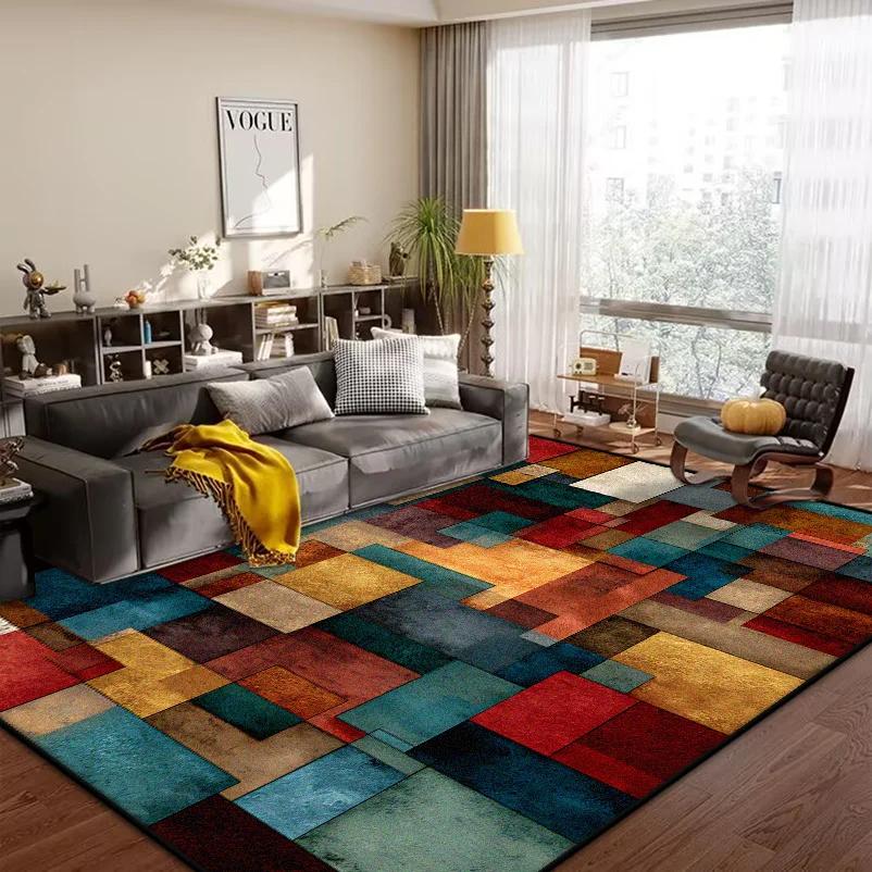 

VIKAMA Geometric Abstract Carpet Living Room Bedroom Large Area Carpet Non-Slip Sofa Tea Table Mat Home Decoration 50x80cm 20x31inch
