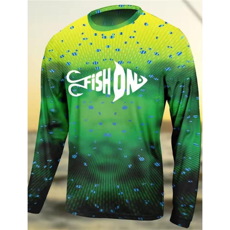 3D-Druck Herren Angelshirt Outdoor Langarm UV-Schutz Atmungsaktiv Schnelltrocknend Leicht Schweißableitend Tops Frühling Sommer Angeln
