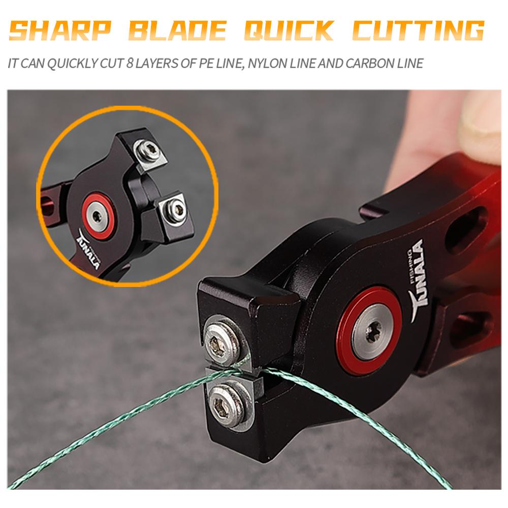 Mini pinza da pesca in lega di alluminio con taglierina per lenza, lama in acciaio al tungsteno, strumento da pesca tascabile