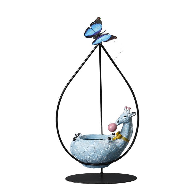 Creative Wrought Iron Hanging Wenzhu Succulent Small Green Plant Flower Pot Cartoon Resin Animal Cradle Flower Pot Desktop Decoration