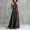 Women Summer Halter Neck Maxi Dress Casual Sleeveless A-line Long Dress Casual Beach Vacation Flowy Sundress
