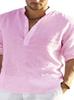 Heren Plus Size Katoen Linnen Lange Mouwen Shirt - Los Effen Kleur T-shirt