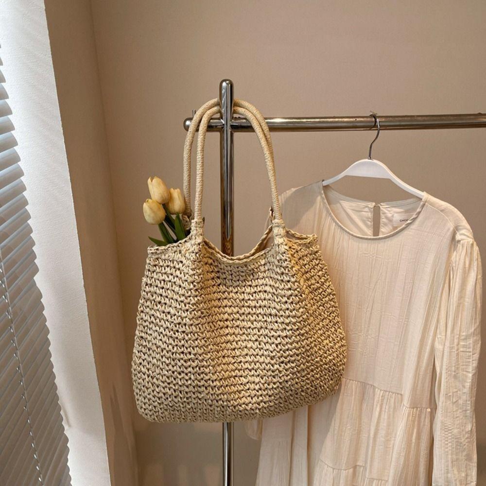 Bohemian Straw Shoulder Bag Breathable Summer Beach Bag Leisure Weave Tote Bag Women