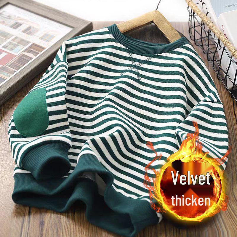 

Детский свитшот в корейском стиле для весны и осени - 2025 Модный топ с флисовой подкладкой для мальчиков и девочек 130cm