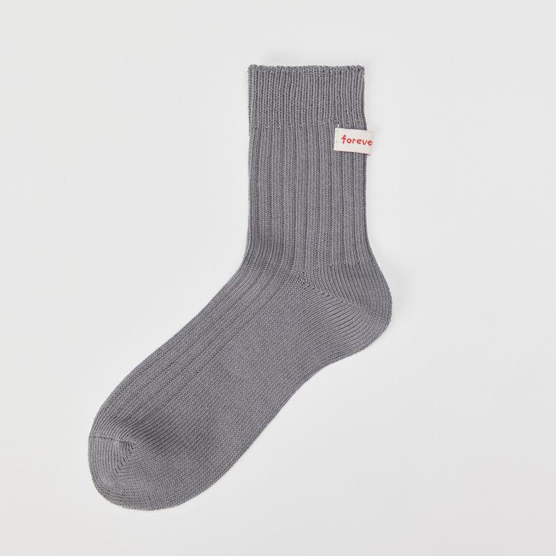 

Cream Socks Women S Double Needle Medium Tube Stacking Socks Style Simple College Style Knitted Women S Socks Cloth Label Socks One size fits all
