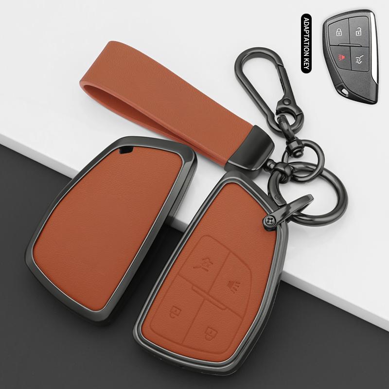 Leather Car Key Case for Chevrolet Tahoe Suburban for GMC Yukon for Buick S Plus Avenir